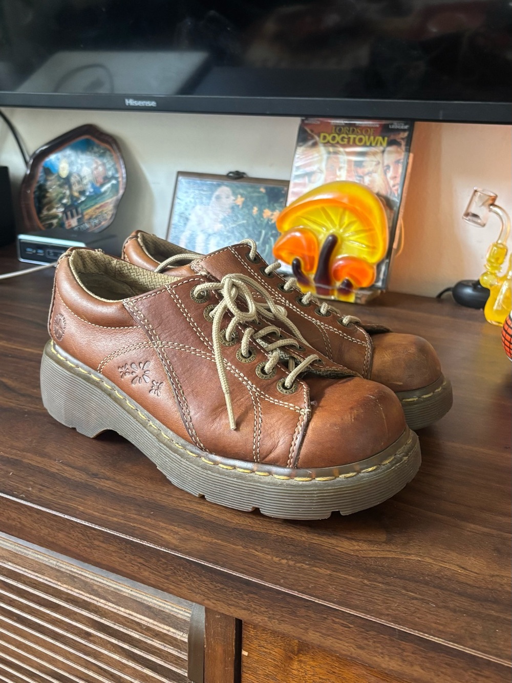 Dr. Martens Brown Leather Platform Lace-Up Platforms